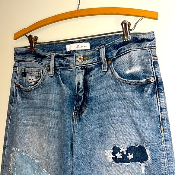 KANCAN Women’s 7/27 Estilo Jeans Distressed Patch Embroidered DIY Denim Ankle - Picture 7 of 9